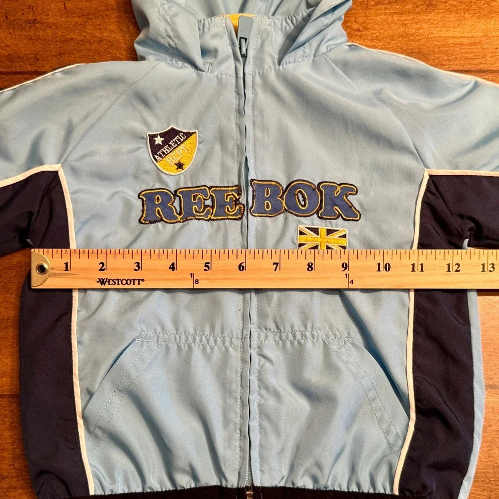 Reebok Classic Kids Windbreaker Jacket Hooded Athletic Dept Size 2T Blue